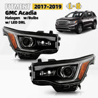 Set of 2 LED DRL Black Halogen Headlights for GMC Acadia (2017–2019)