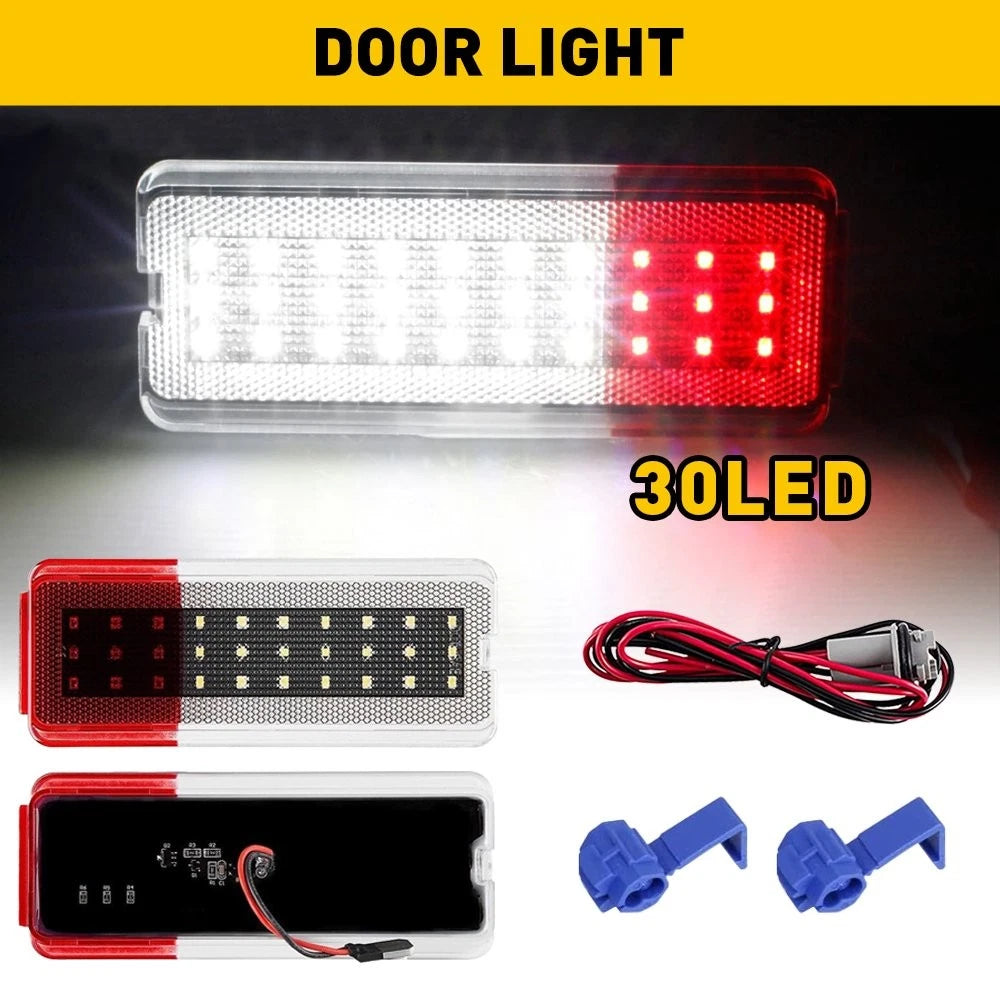 Set of 2 Red White Interior Door Panel Light Lamps for Ford F250 F350 (1999–2007)
