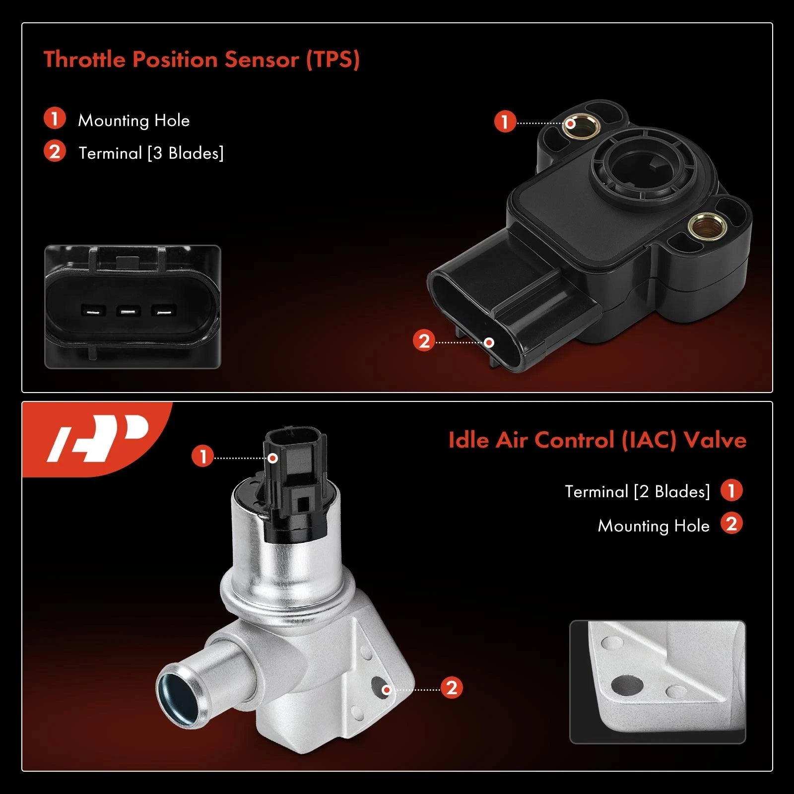 2X Idle Air Control Valve & Throttle Position Sensor for Ford