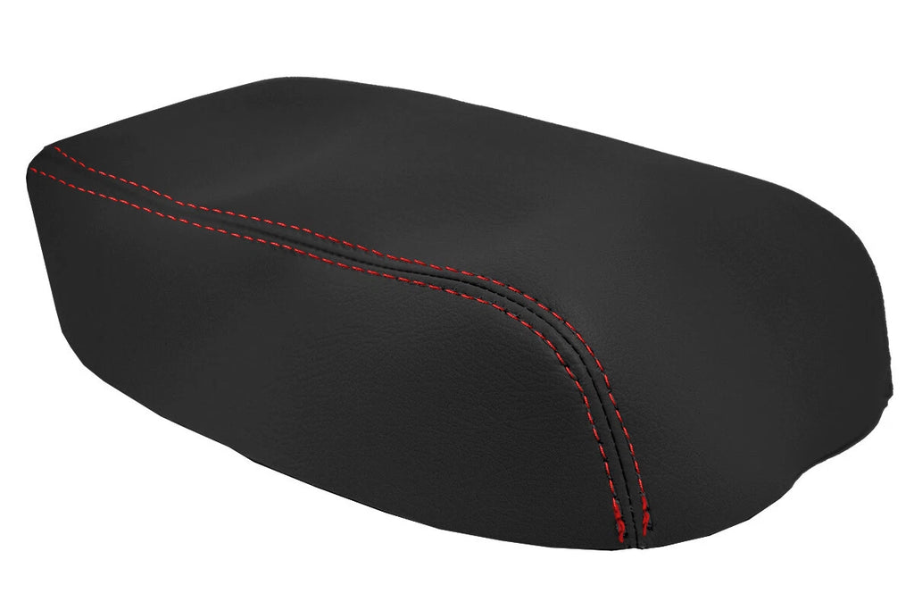 Leather Console Lid Armrest Cover for Nissan Skyline (1993–1998) Red Stitch