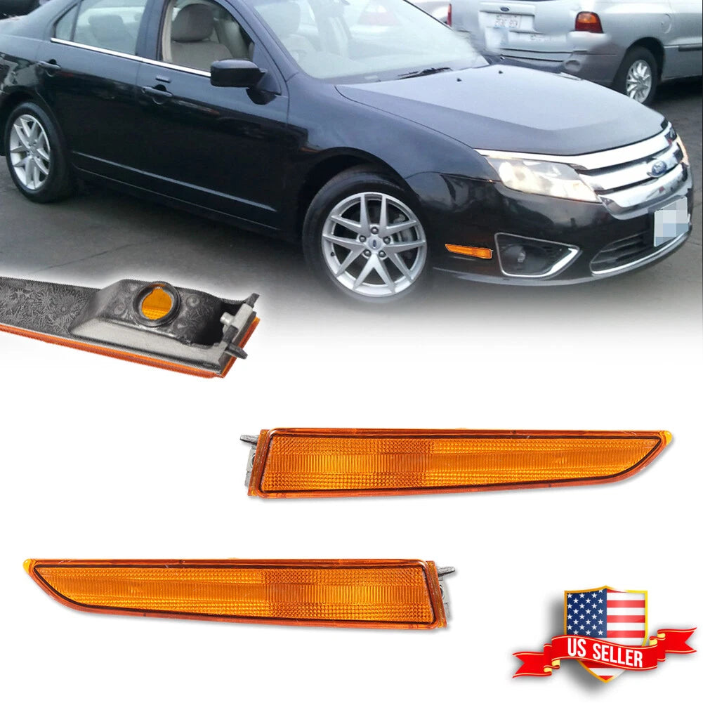 2X Amber Lens Front Bumper Side Marker Lights for Ford Fusion (2010–2012)