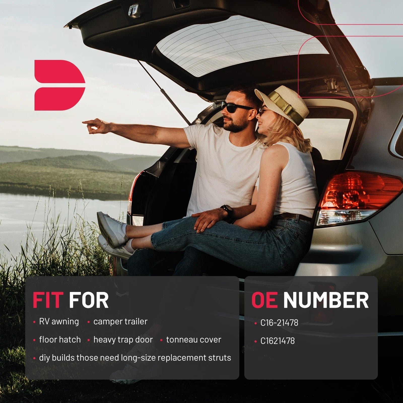 Gas Shock for Pickup Truck Topper Door Cap Canopy Toolbox (180lbs) (2014–2018)