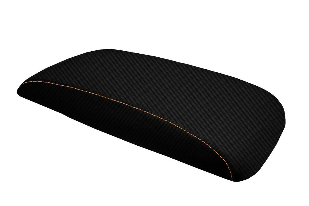 Console Lid Armrest Cover for Honda Element (2007–2011) Carbon Fiber Orange Stitch
