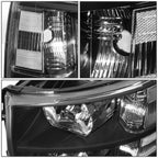 Pair of Black/Clear Signal Headlight Lamps for Chevy Silverado (2007–2014)