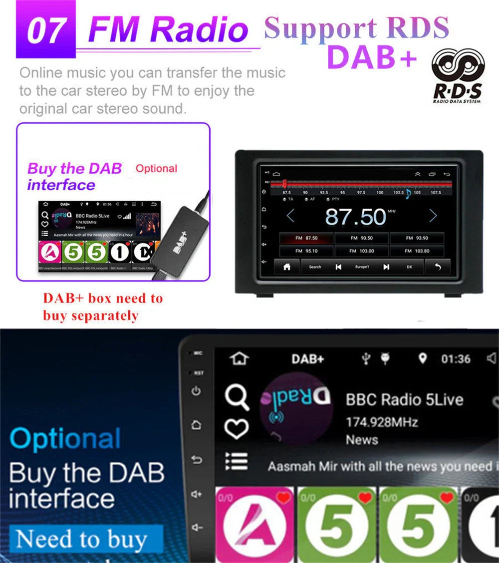7" Car Stereo Radio GPS Navigation WIFI 4G for SAAB 9-3 (2007-2011)