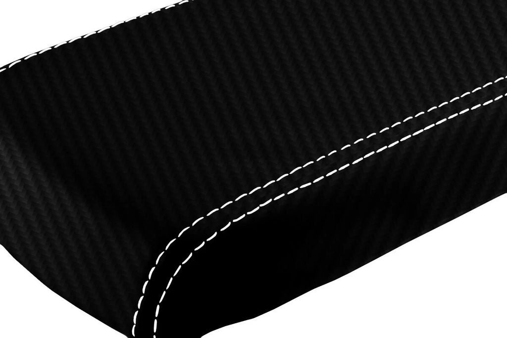 Console Lid Cover for Toyota Supra MK3 (1986–1992) Carbon Fiber White Stitch