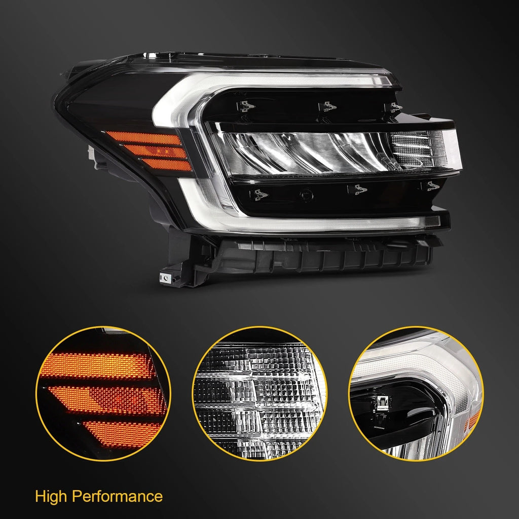 Right Side Full LED Black Headlight Assembly for Ford Expedition (2022–2024)