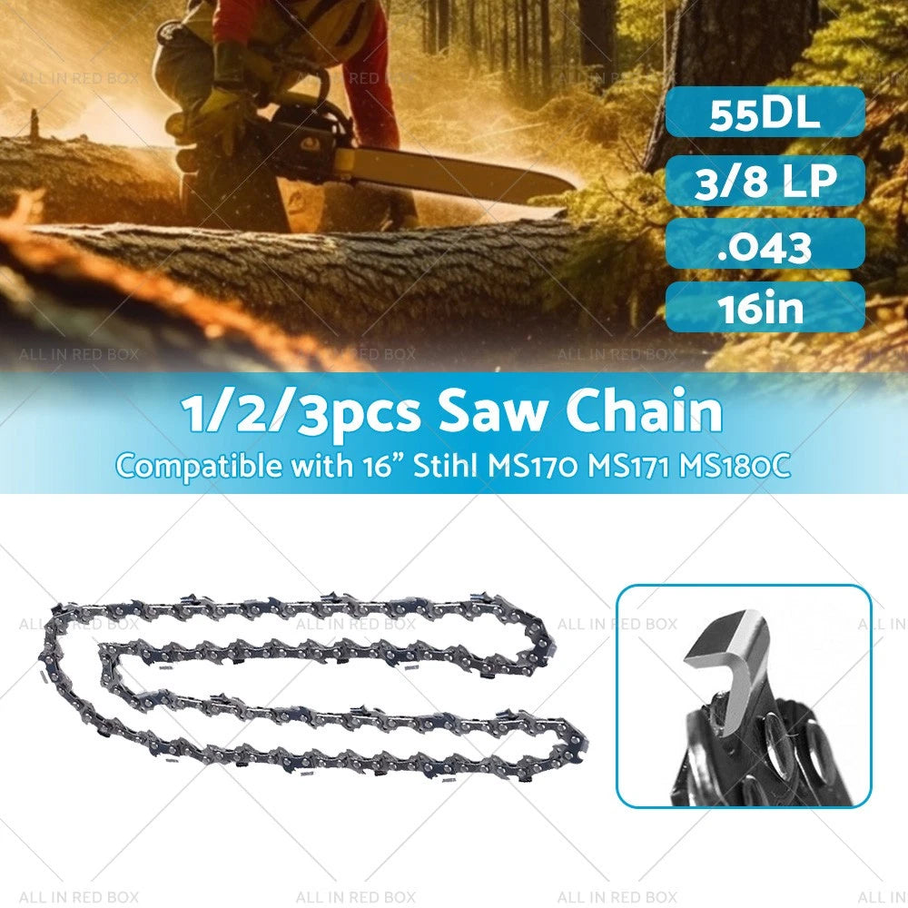 16 Inch Chainsaw Chain 55DL 3/8 LP 043 for Stihl MS180C MS170 MS171 (2000–2023)