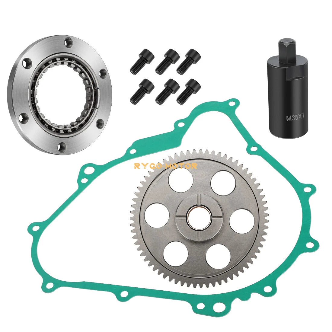 Starter Clutch Gear Gasket Flywheel Puller Set for Yamaha Kodiak Grizzly (400 450)