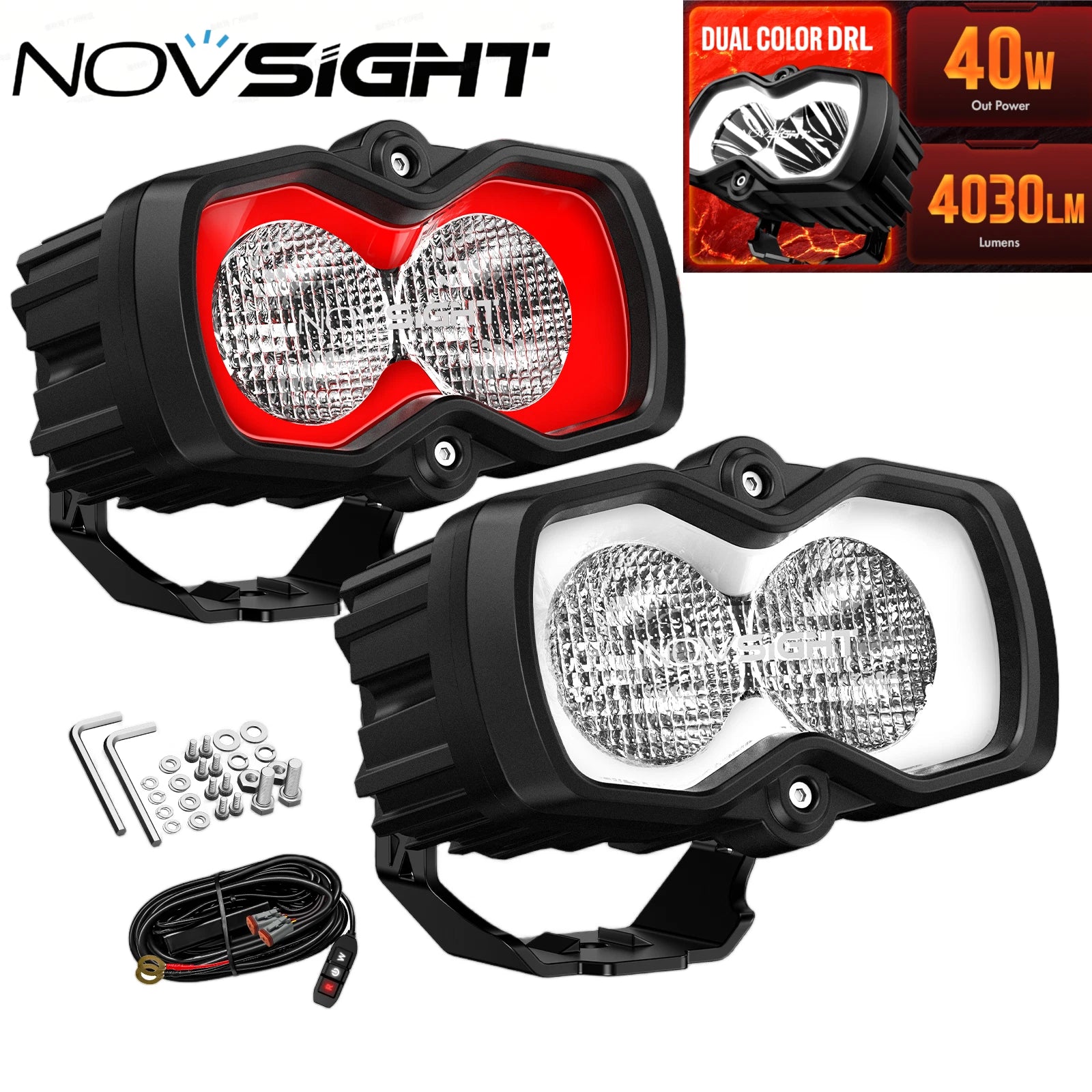 2X 4.5" LED Pod Work Flood Light for Jeep SUV