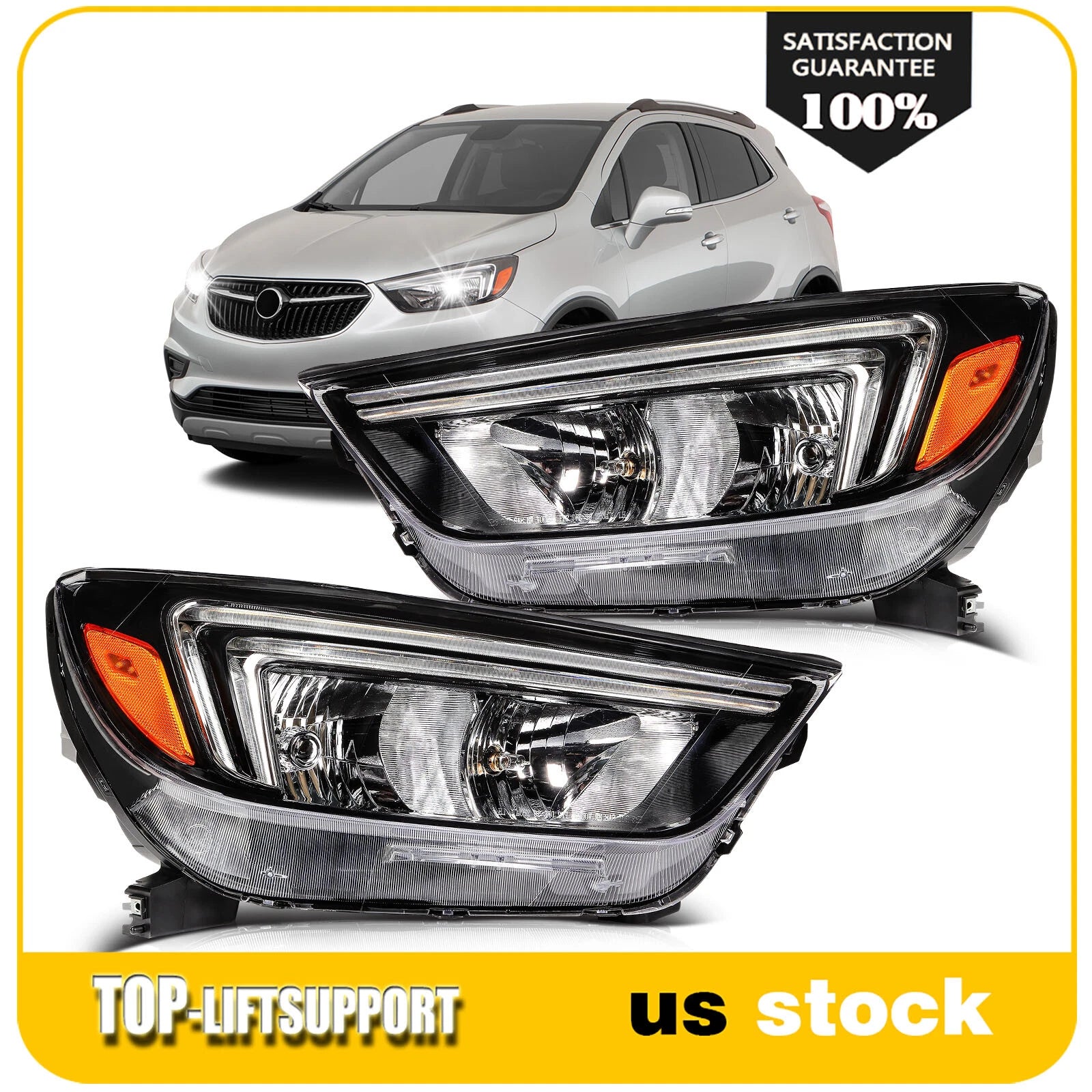 Headlight Assembly for Buick Encore (2017–2022) Black Housing
