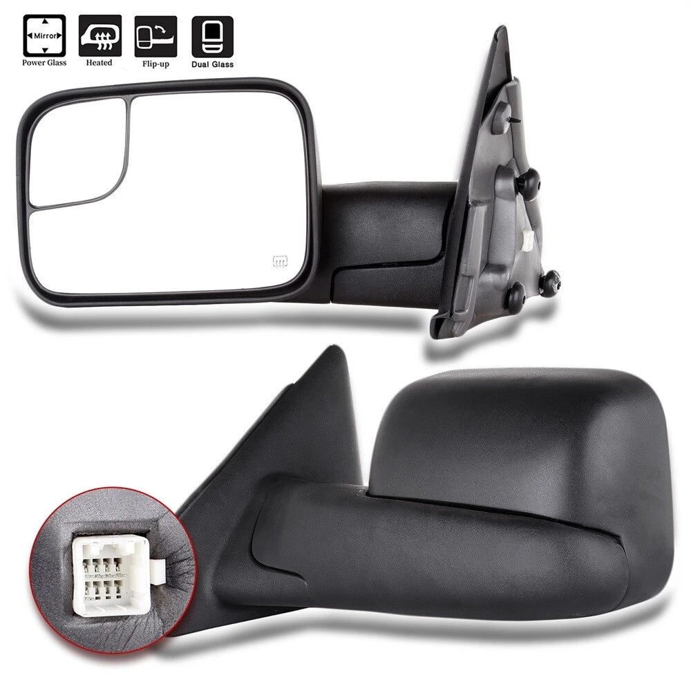 Set of 2 Power Heated Fold-up Towing Mirrors for Dodge RAM 1500 2500 3500 (2002–2009)