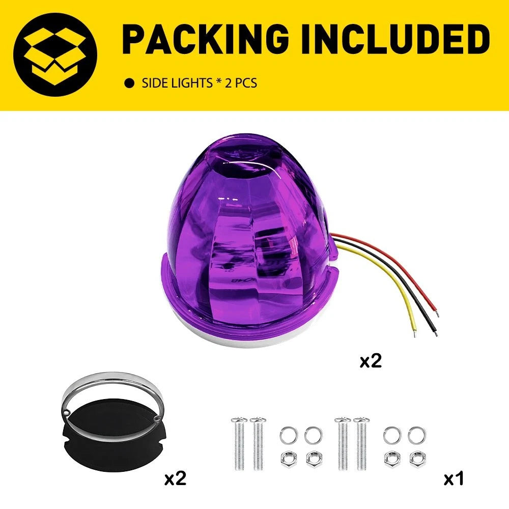 4X Purple Flash Watermelon Side Marker Light for Universal Vehicles