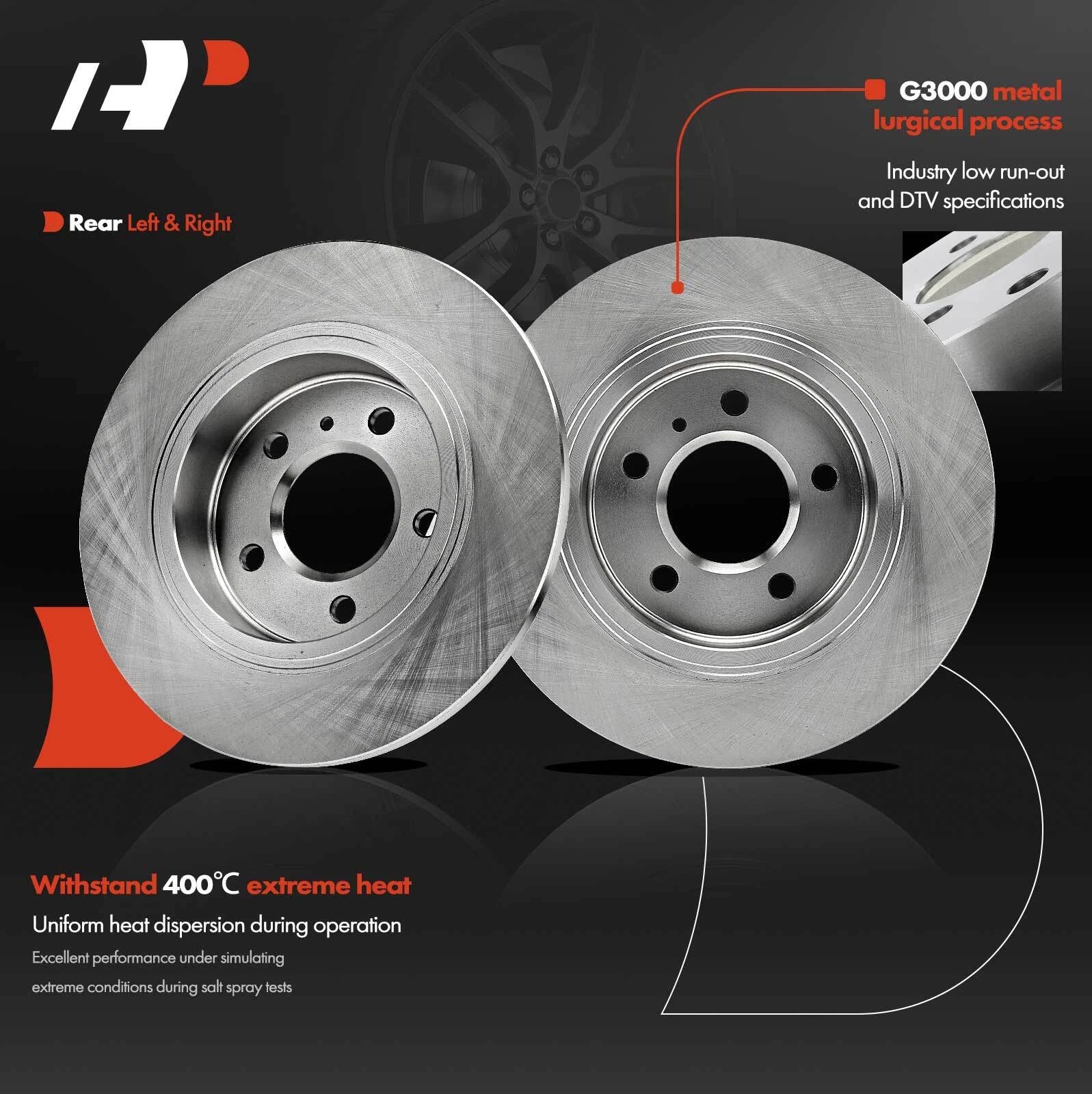 Rear Disc Brake Rotors & Ceramic Pads for Buick Lucerne (2006–2011)