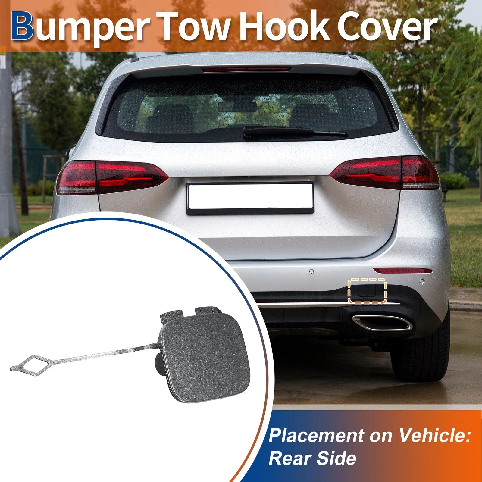 Rear Car Bumper Tow Hook Cover for Mercedes-Benz B-Class (2012–2019) No.A2468851422 Gray
