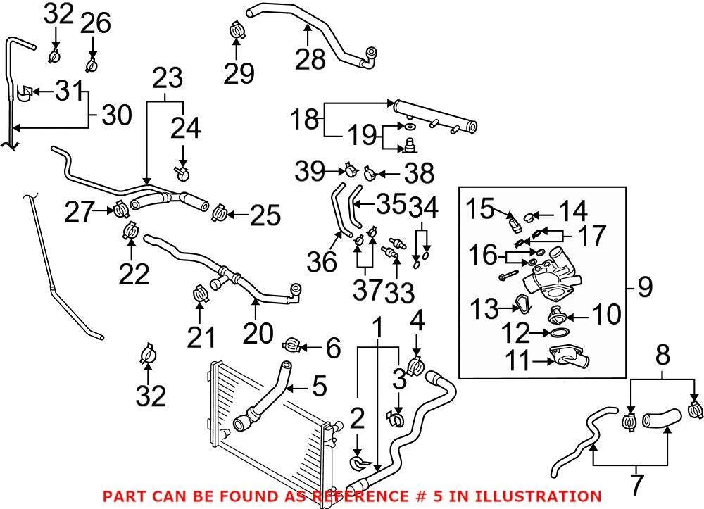 Lower Radiator Coolant Hose 7L0122051 for VW Audi