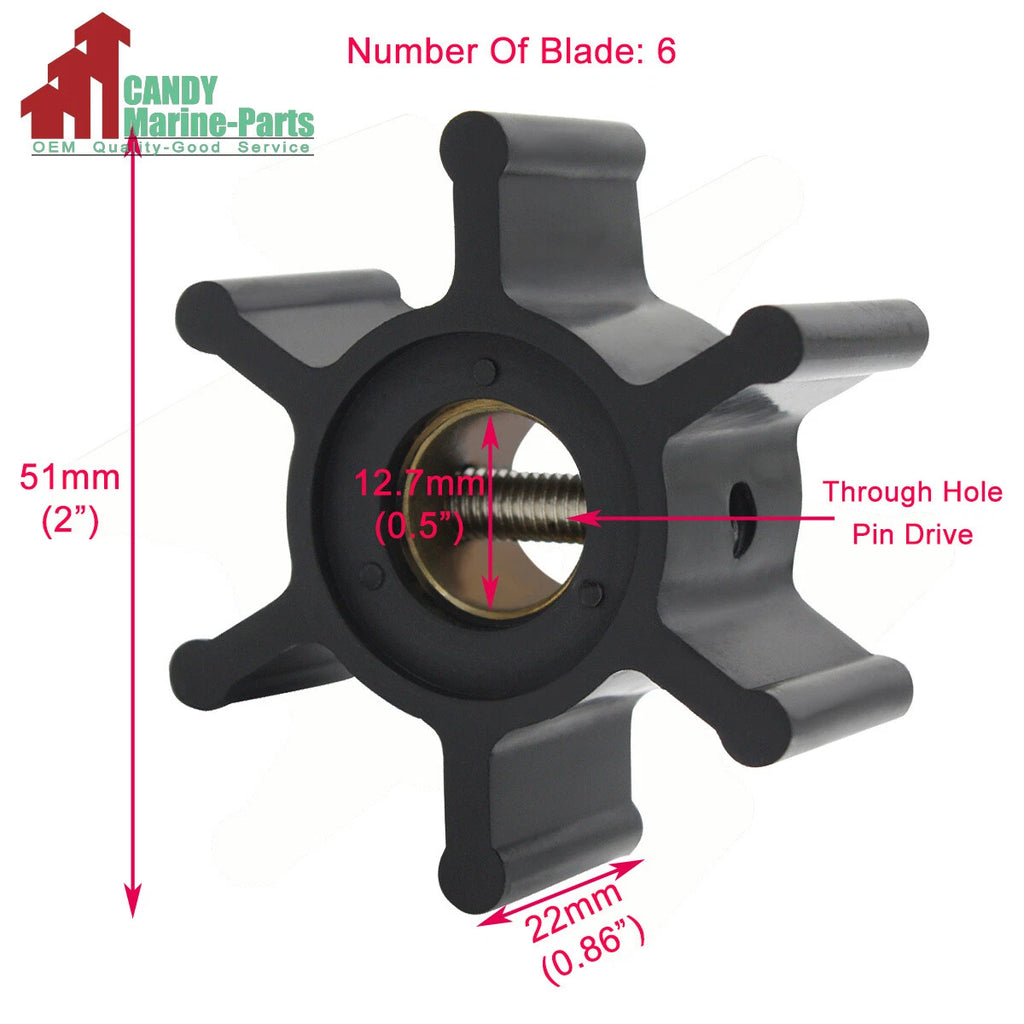 Impeller for Johnson 09-1026B, Jabsco 673-0001, JMP 7051, 09-108-0601 (Various)