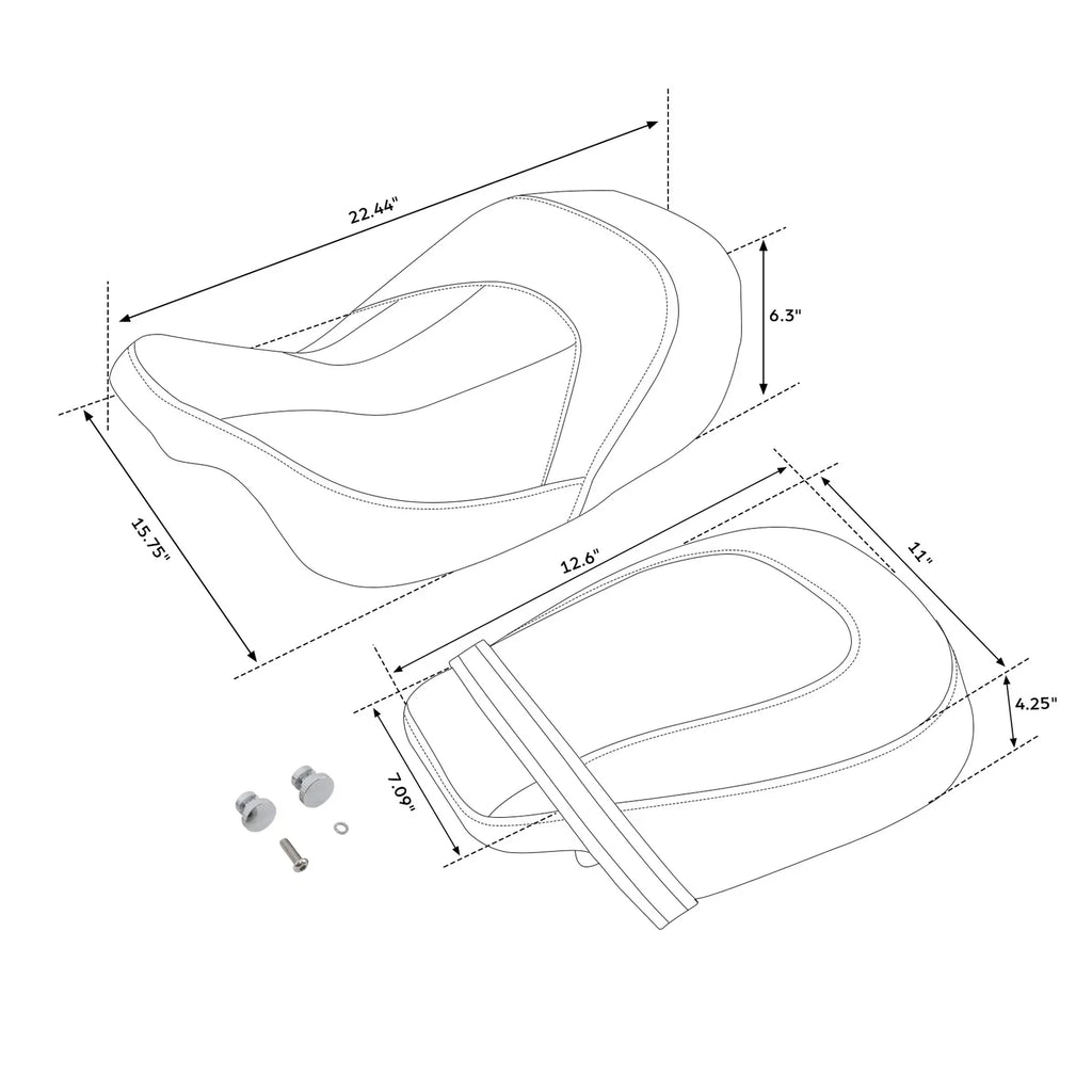 Gel Driver & Passenger Seat Cushion for Harley Touring Glide (2009-2023)