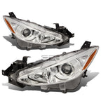 Pair Chrome Housing Amber Corner Projector Headlights for Mazda 3 (2014–2016)