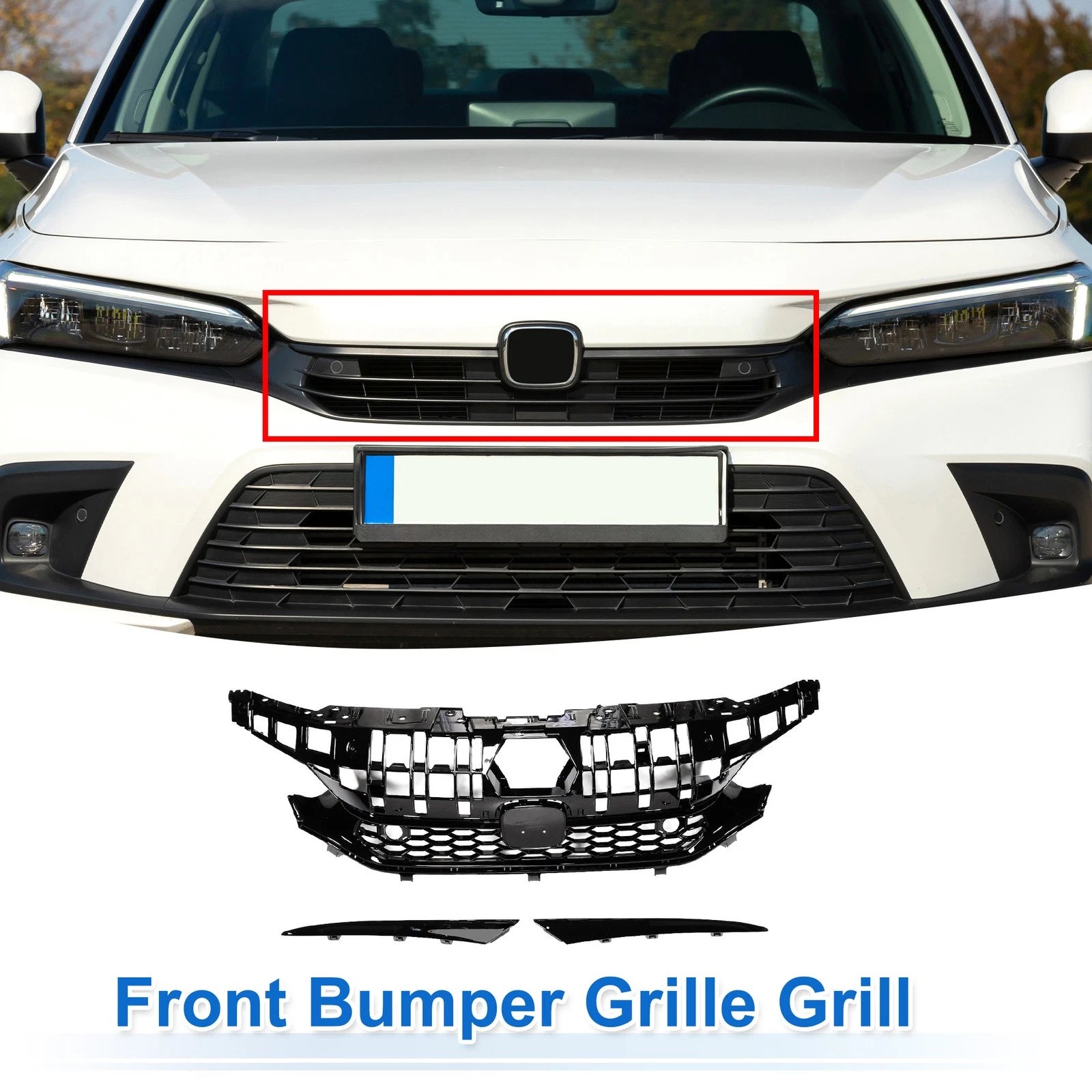 Front Hood Bumper Grille for Honda Civic (2016–2021) Type-R Style