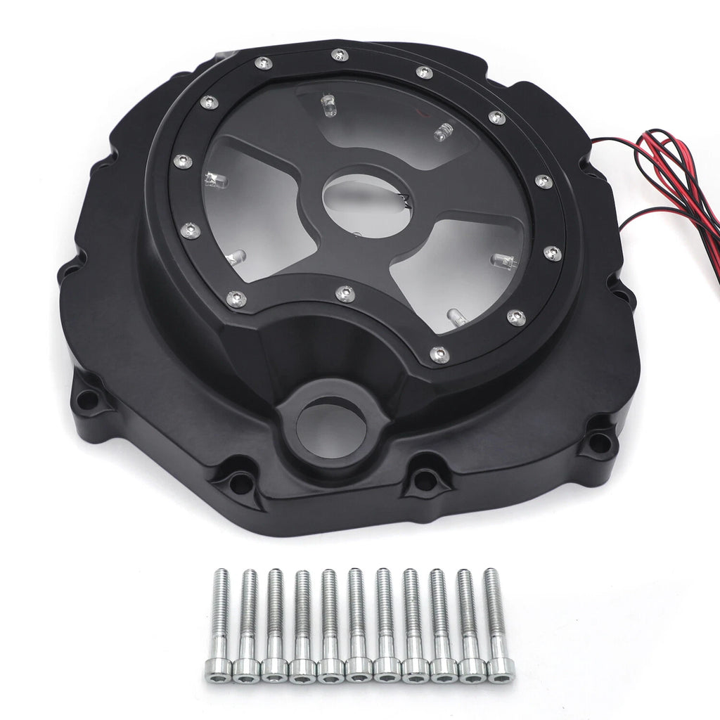 Black Clutch Cover with Green LED for Kawasaki ZX14R ZZR1400 (2006–2014)