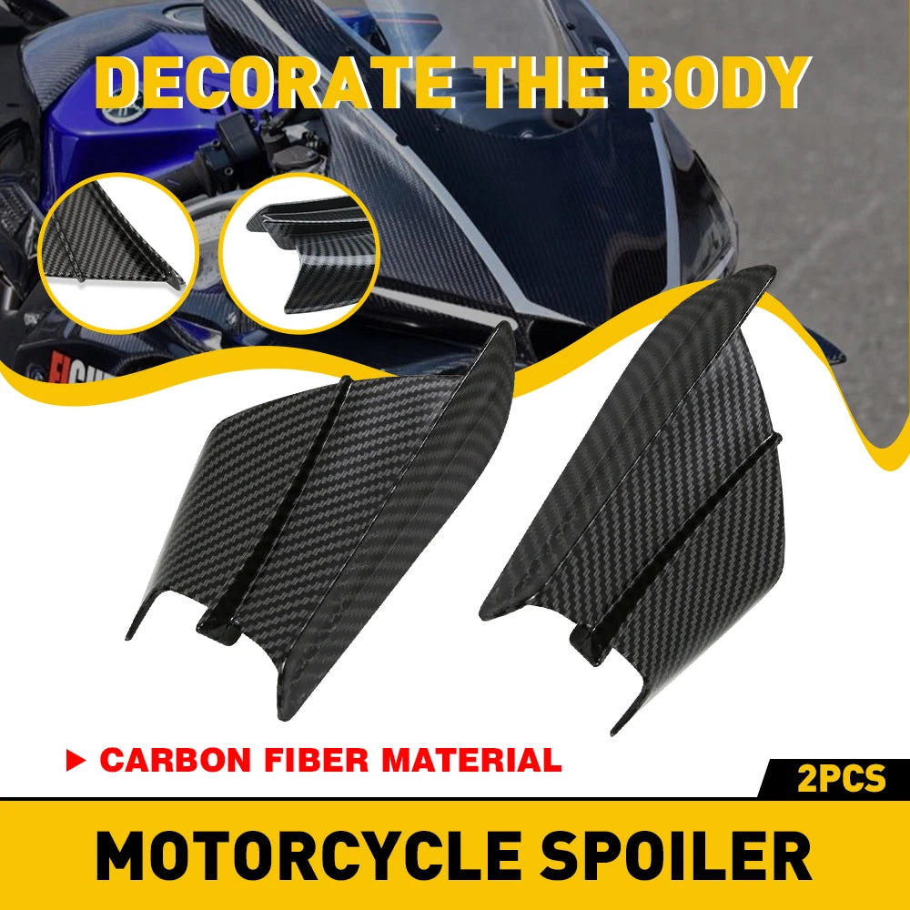 Carbon Fiber Side Winglet Spoiler for Universal Motorcycle (Gloss Black)
