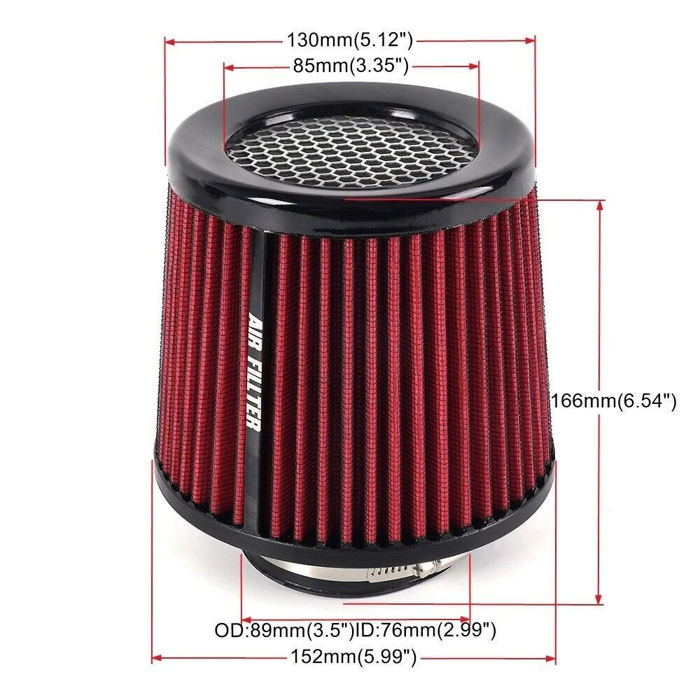3" Cold Air Intake Cone Replacement Dry Air Filter for