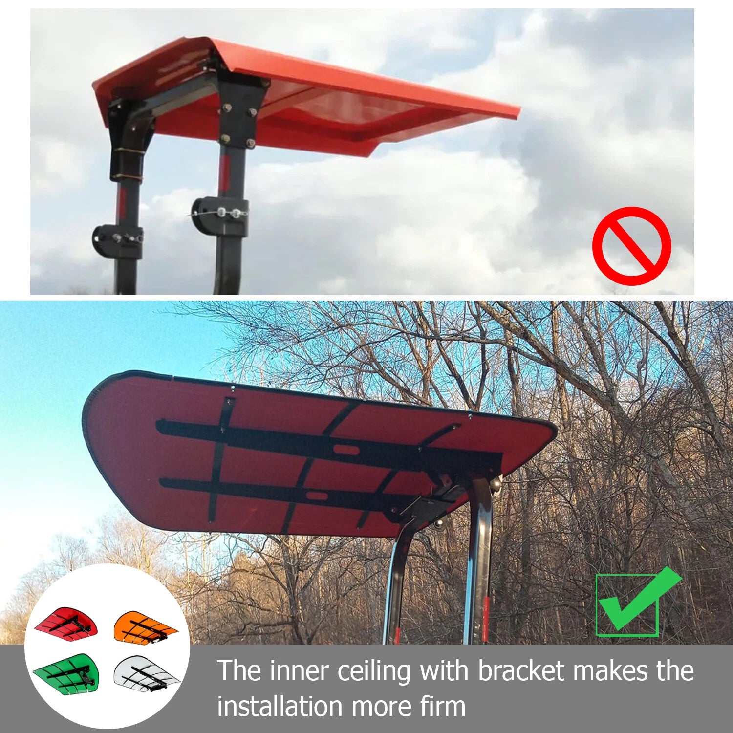 Tuff Top Tractor Canopy for Kubota Kioti Agco (Orange/White/Green/Red)