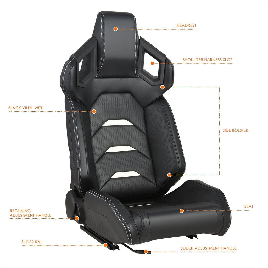 2Pcs Reclinable Racing Seats for Universal Fit (Carbon Fiber Pattern)