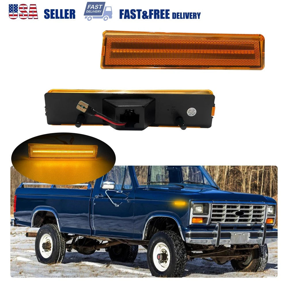 Amber LED Marker Lights for Ford Bronco F150 F250 F350 (1980–1986)