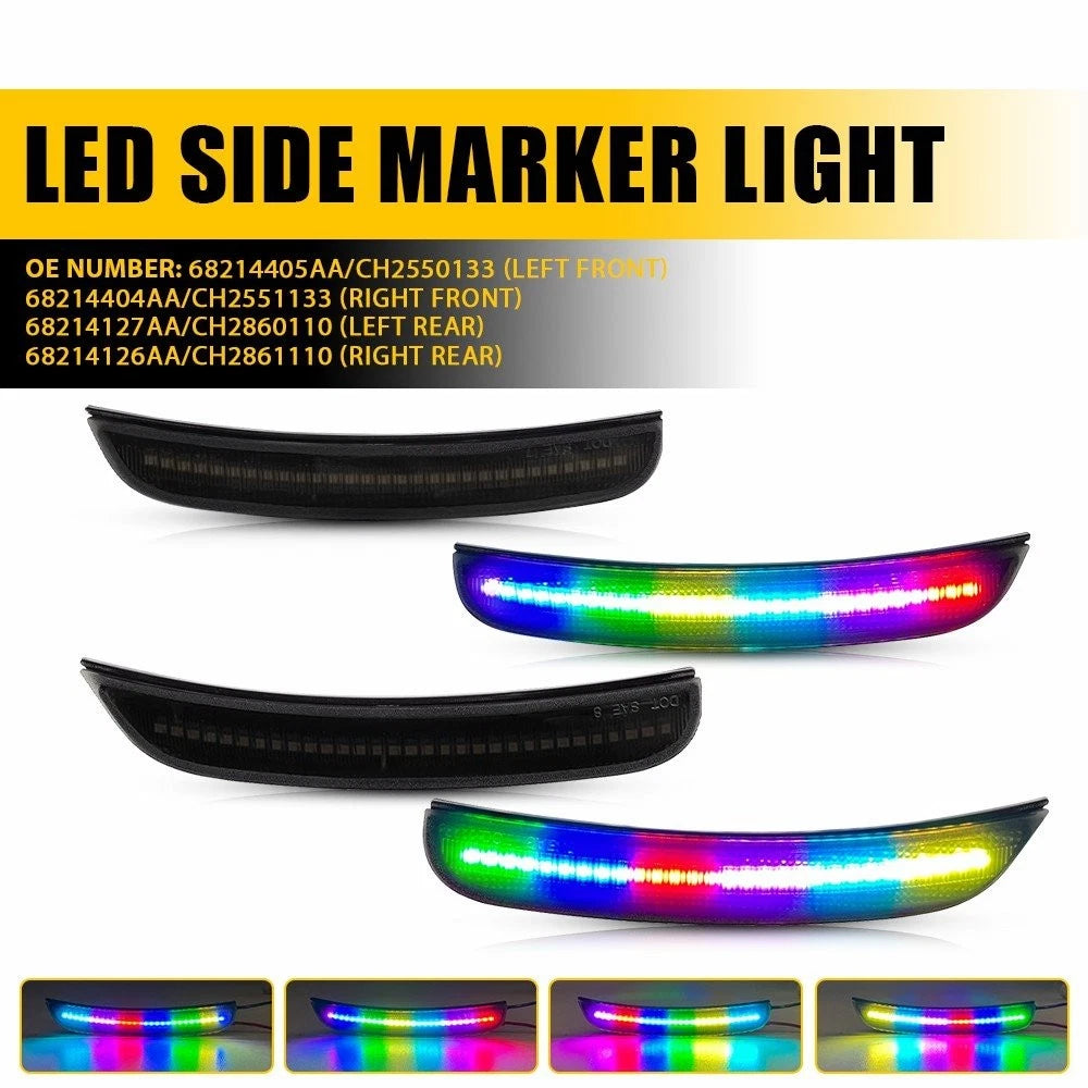 4X RGB Multicolor Front Rear Side Marker Lights for 2015-2023 Dodge Charger EXV