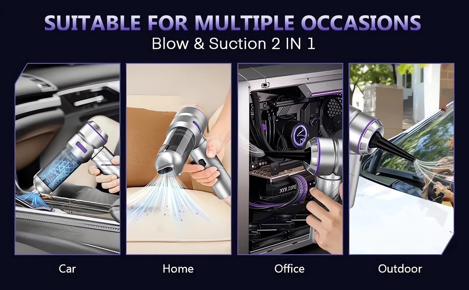 Cordless Handheld Vacuum Cleaner for Car Auto Home (100W, 3 Speed)