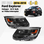 Set of 2 Halogen Headlights for Ford Explorer (2016–2018) w/ Police Interceptor
