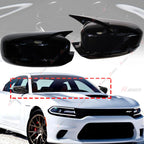 Gloss Black Horn Side Mirror Cap Cover for Dodge Charger 200 300 (2011–2018)