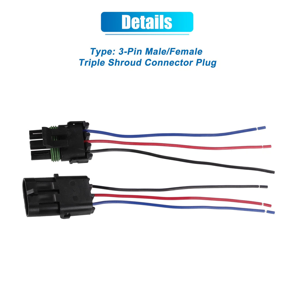 Set of 1 Car 3-Pin Male/Female Connector Plug for BMW (No. 12015793)
