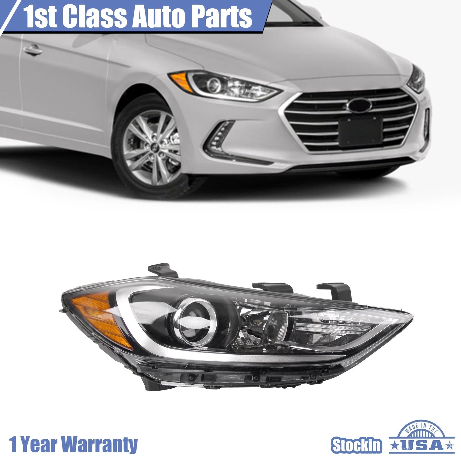 Headlight Assembly Right for Hyundai Elantra Sedan (2017–2018)