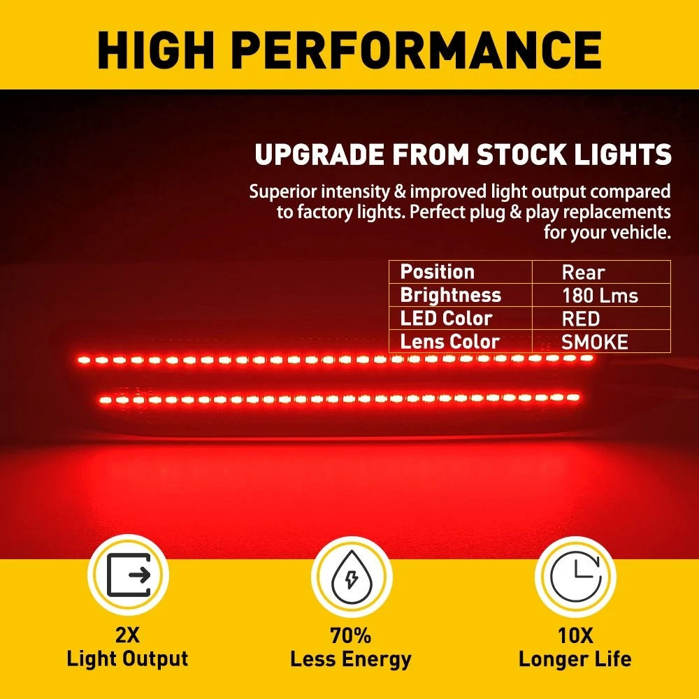 Smoked Rear Bumper Reflector Side Markers Red LED for Ford Mustang (2005–2009)