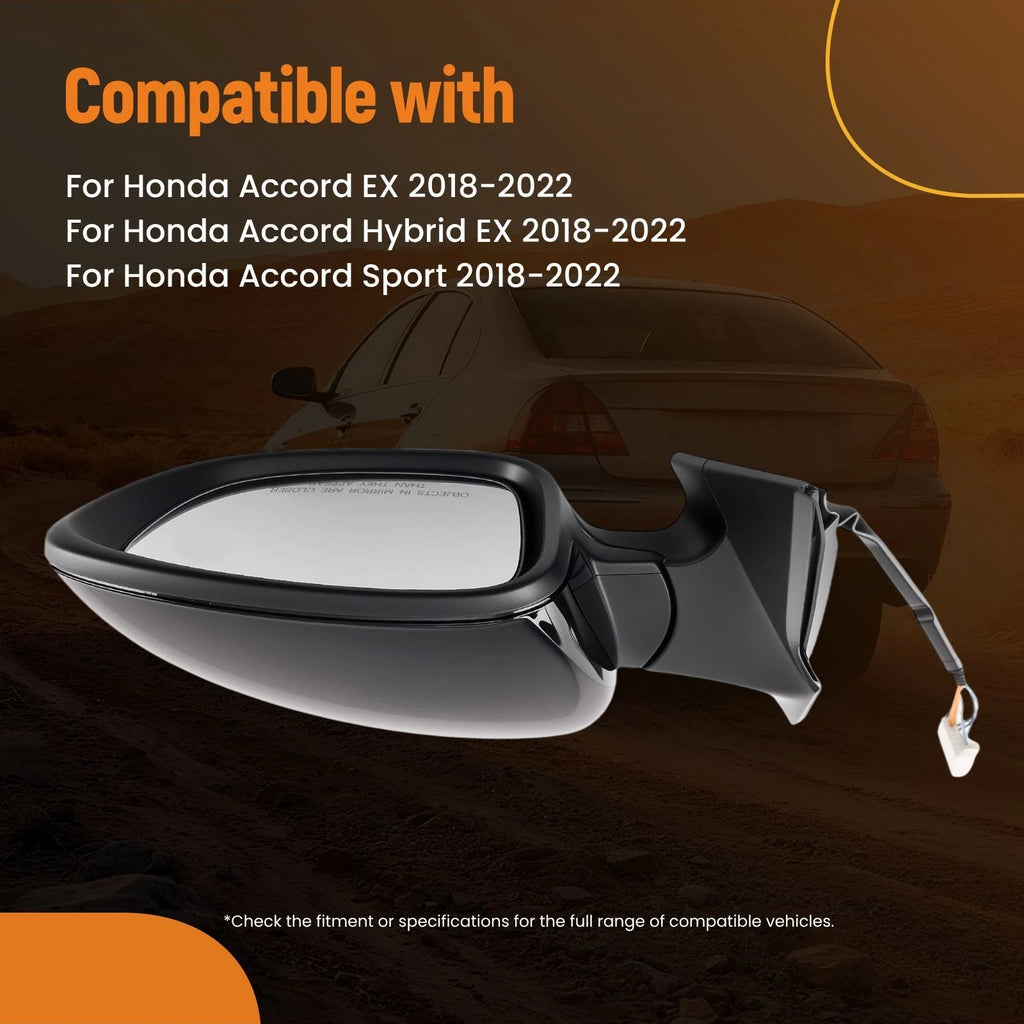 Passenger Rear Mirror for Honda Accord (2018–2022) Power Blind Spot HO1321329