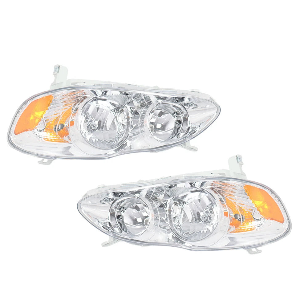 Set of 2 Halogen Headlight Assemblies for Toyota Corolla (2003â2008) Chrome