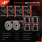 Set of 4 Engine Oil Filters for Ford F-600 (1992–1994) Ram 2500 3500 (2011–2023)