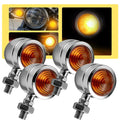 Set of 4 Chrome Motorcycle Turn Signal Mini Bullet Blinker Lights for Universal (12V)
