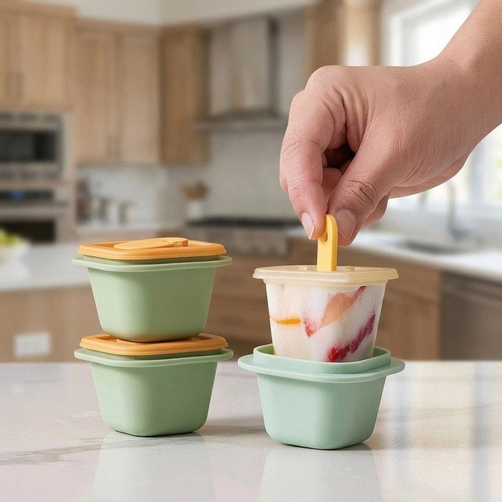 Set of 3 Cup Ice Molds with Handles for Flavor-Safe Food Prep