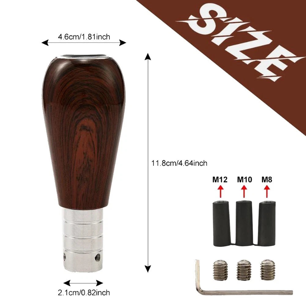 Gear Shifter Knob in Brown Wood Grain for Cars and Trucks (Universal)