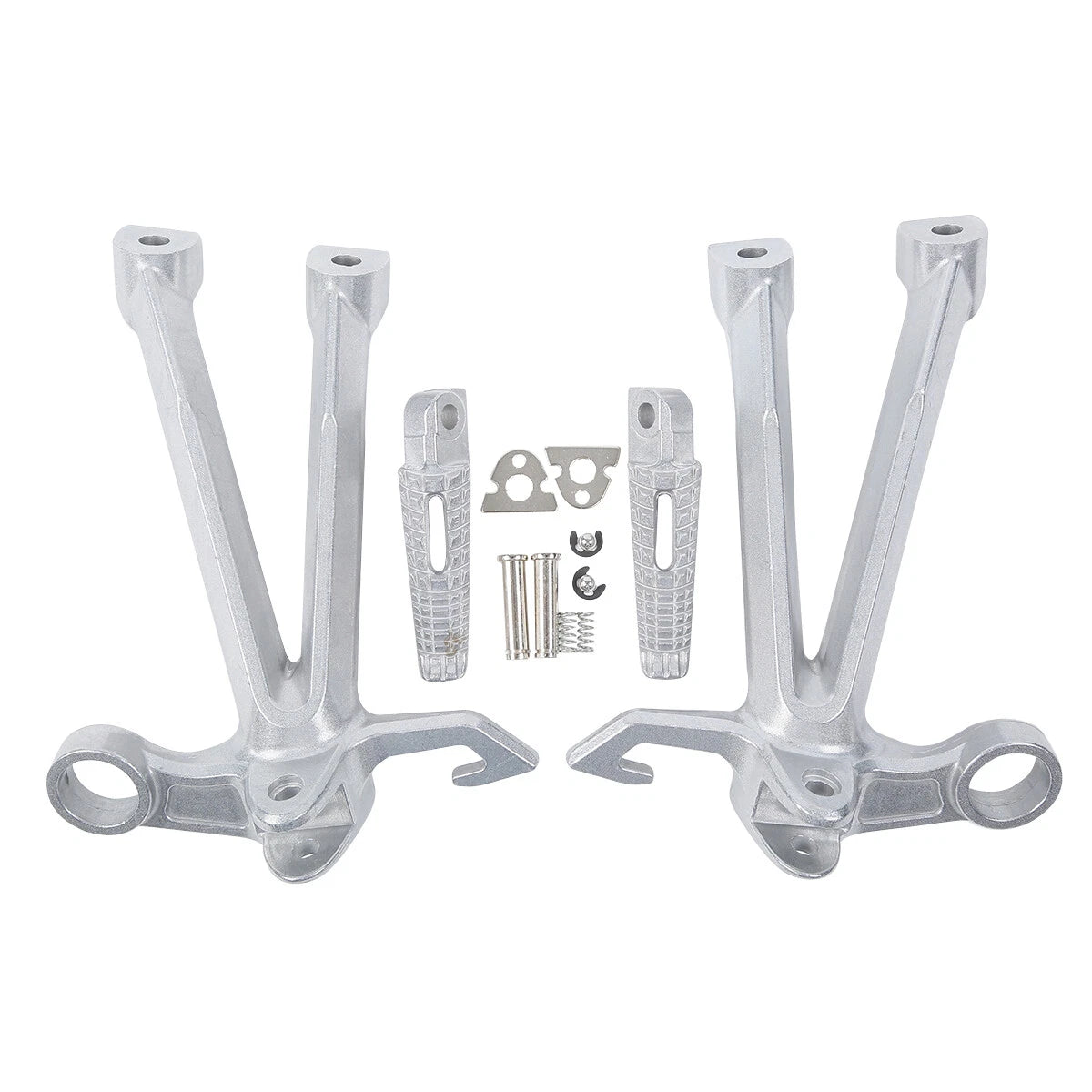 Set of 2 Silver Footrest Footpegs Bracket for Suzuki GSXR1000 (2007–2008)