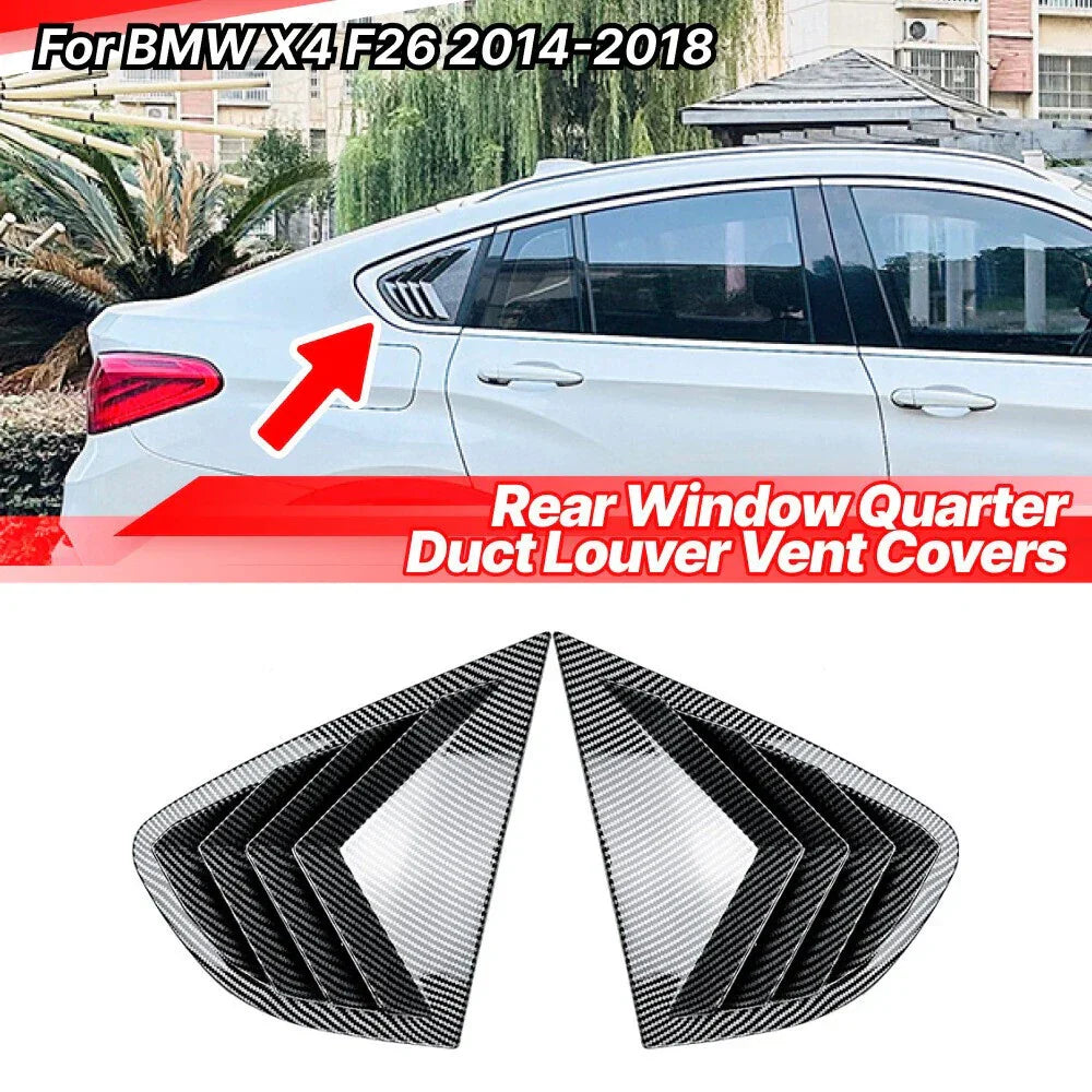 Carbon Style Quarter Window Louvers Shutter Cover Trim for BMW X4 (2014–2018)