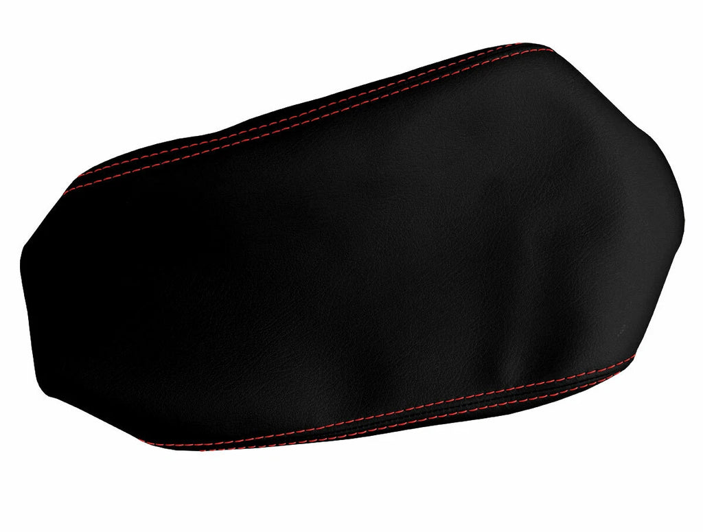Leather Console Lid Armrest Cover for Jeep Compass (2009–2016) Red Stitch
