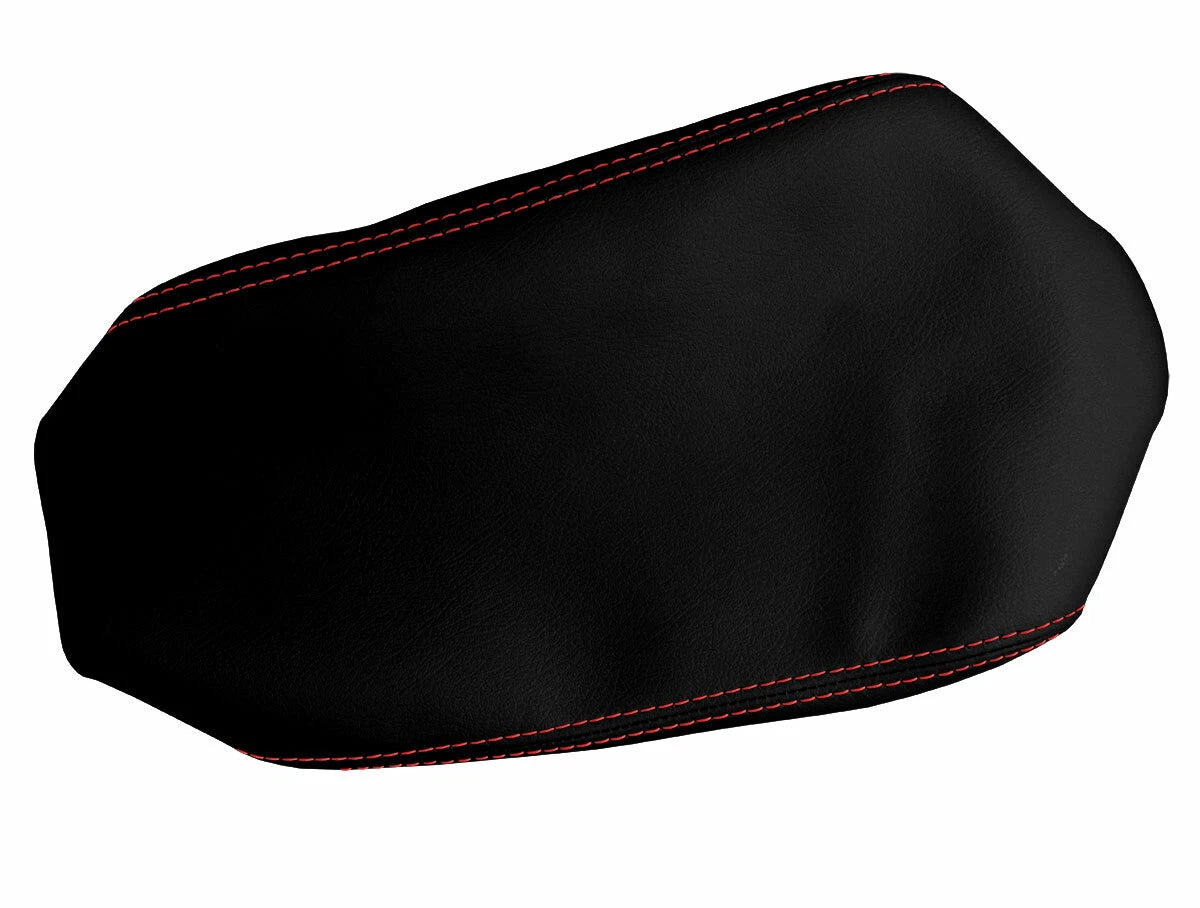 Leather Console Lid Armrest Cover for Jeep Compass (2009–2016) Red Stitch