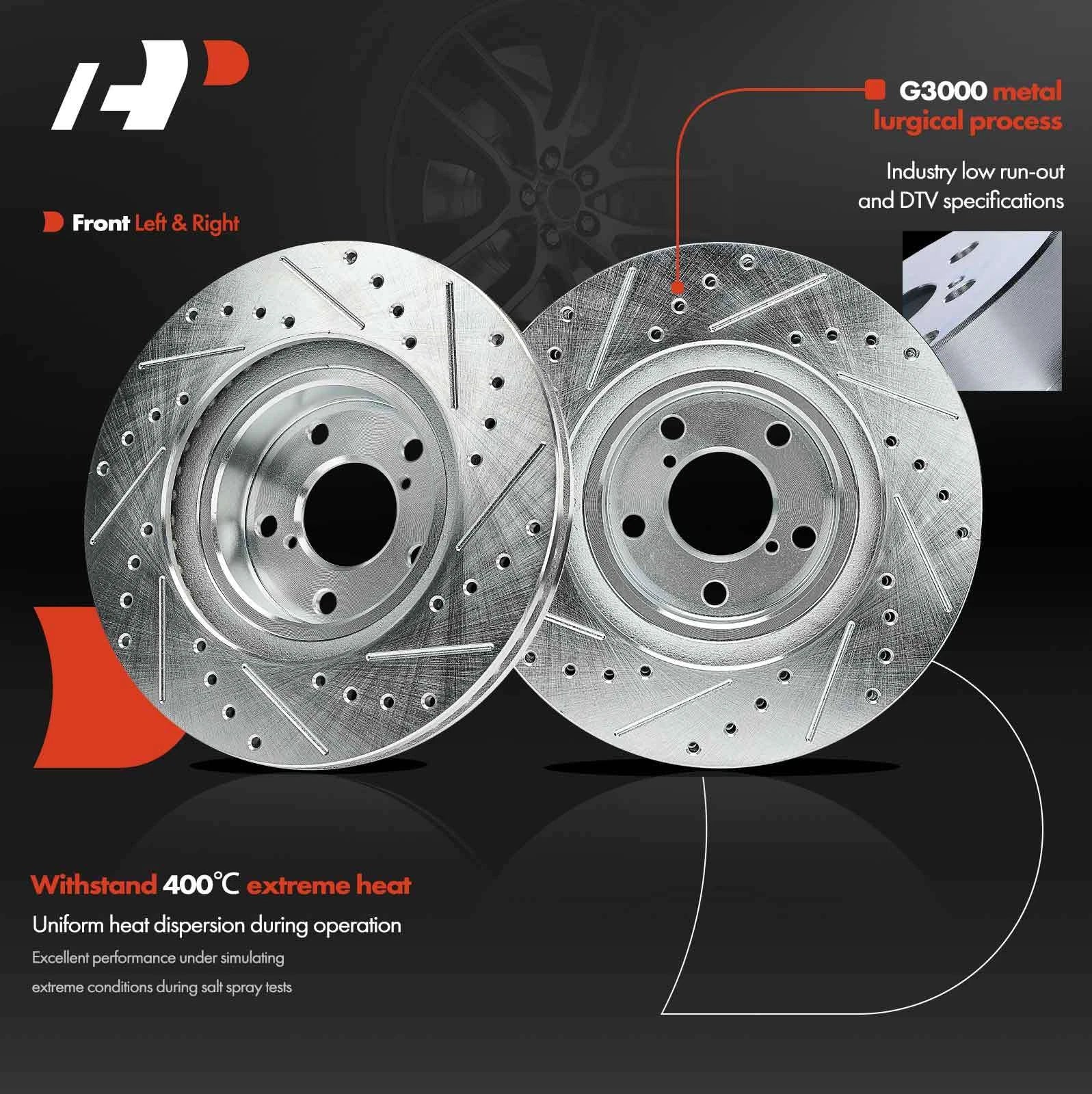 Front Side Drilled Brake Rotors for Subaru Legacy/Impreza (1991–2005)
