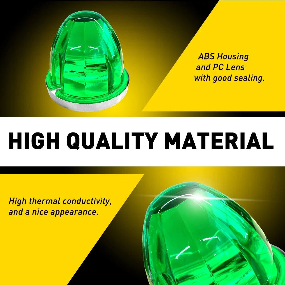 10X Green Flash LED Side Marker Lights for Truck Trailer (12V)