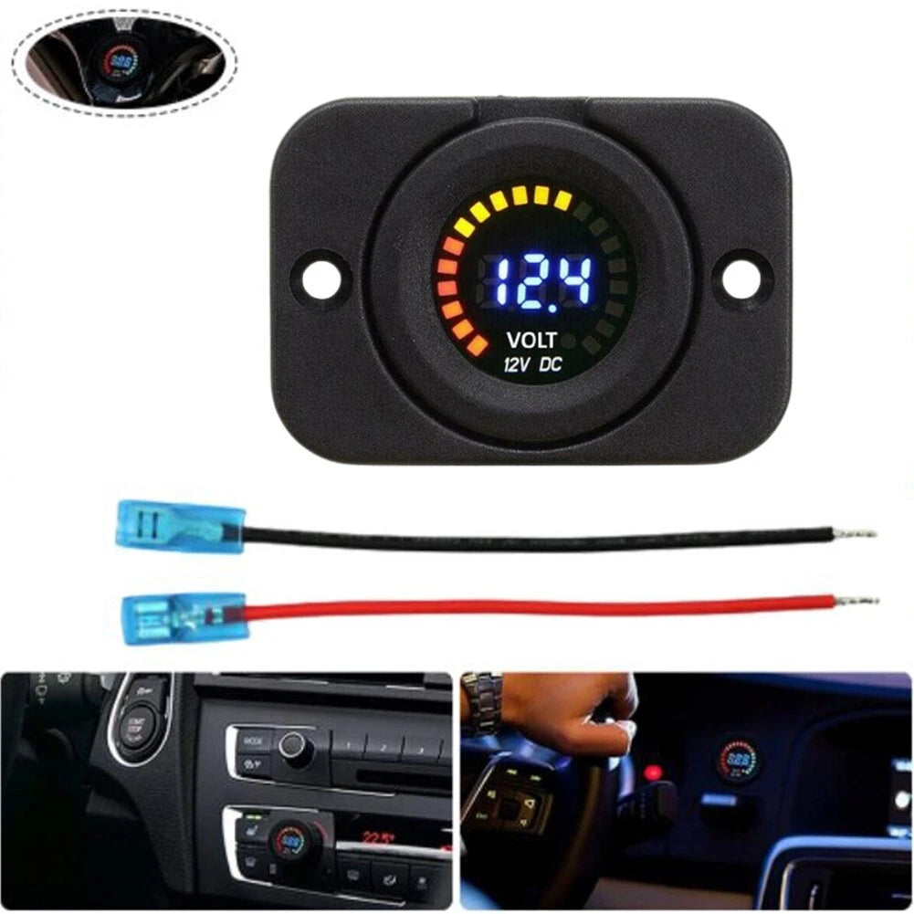 12V LED Waterproof Voltmeter Battery Gauge for Car Van Boat